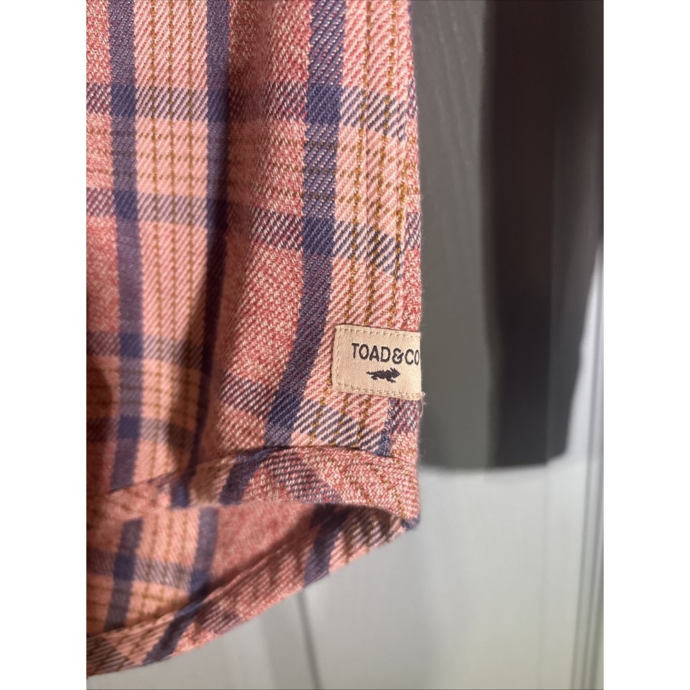 TOAD & CO - NEW w TAG - Womens S Pullover 1/4 Zip BODIE‎ Flannel Shirt Pink - Picture 5 of 14